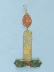 Weihnachtskerze (± 15 cm) mit Bergkristall, Aventurin und Karneol